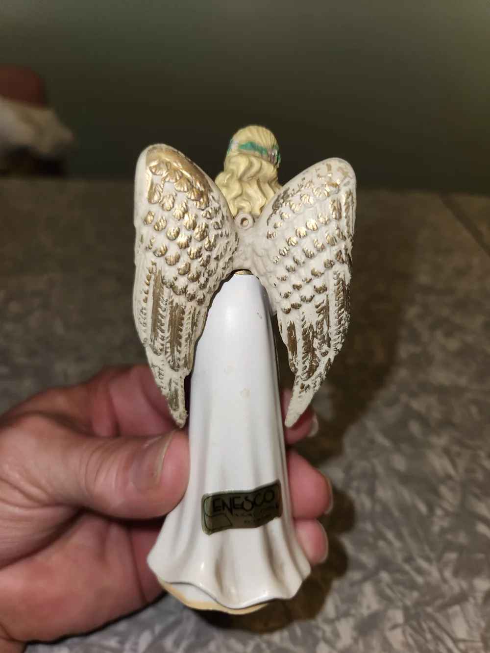 Enesco White and Gold Angel Ornament with Trumpet